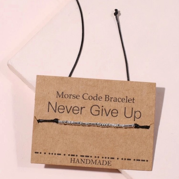 Never Give Up Morse Code Bracelet - Picture 3 of 4